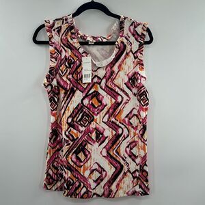 3For$20 Hannah Multi Color Ribbed Tank w/Ruffles  NWT size XL